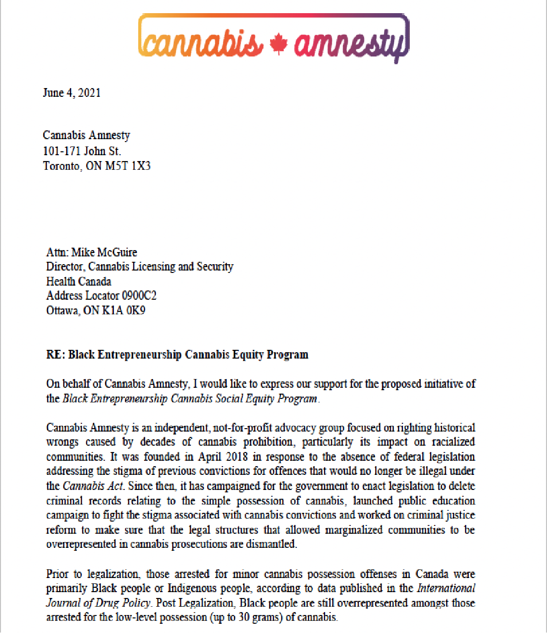 Black Entrepreneurship Cannabis-Social Equity Program Support